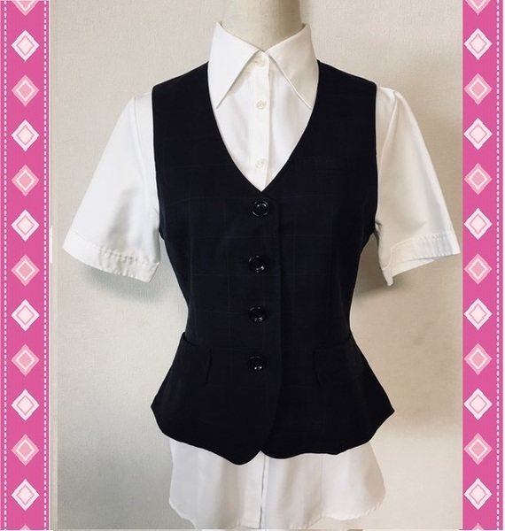 ※Dランク※【中古】SELERY_9号ベスト(チェック柄)03600/セロリー/かわいいOL制服/おしゃれ会社事務服