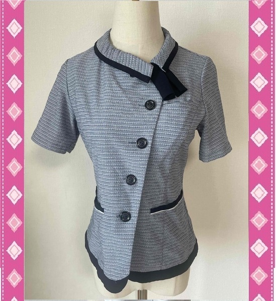 ※Aランク【中古】SERVO_9号_半袖オーバーブラウス/GOBL-2004-K2/ブルー/サーボ/かわいい会社事務服/おしゃれOL制服