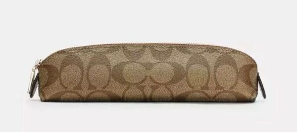 送料込●新品●価17600円 COACH カーキA ペンシルケース シグネチャー キャンバス ペンケース 小物ポーチ コーチ