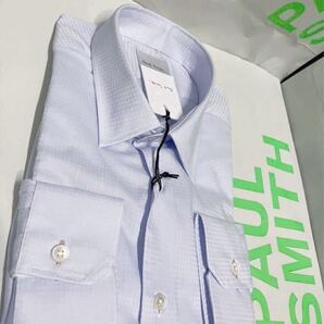 ●新品●送料込 価17600円 ポールスミス シャドー千鳥柄ドレスシャツ 水色A Sサイズ 胸ポケット付 Paul Smith London