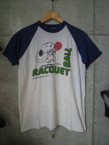 【レア】70s~80s USA製 ARTEX Snoopy スヌーピー Racquetball ラグランシャツ Tシャツ ヴィンテージ vintage アルテックス アーテックス