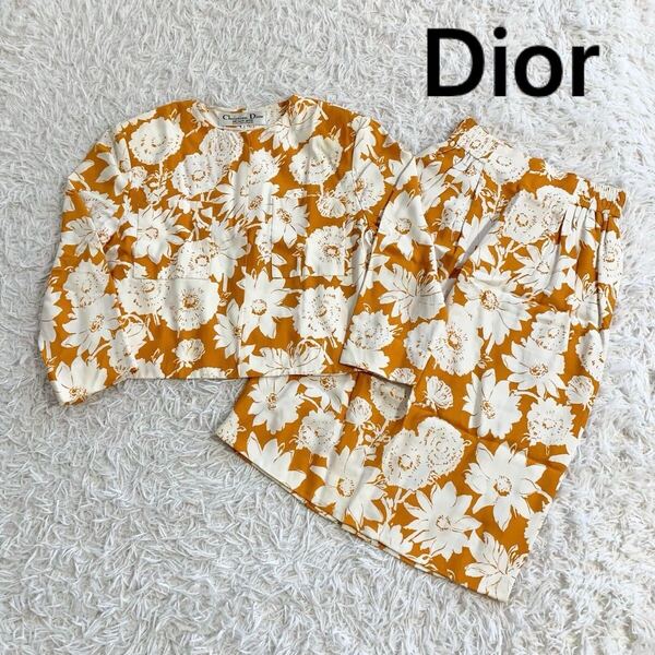 Christian Dior 花柄 ボタニカル フローラル スカートセットアップ クリスチャンディオール 総柄 上下セット プレタポルテコレクション M