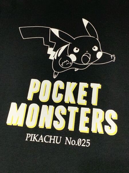 1000円スタート★大きいサイズ★ポケモン ポケットモンスター ピカチュウ ブラック Tシャツ 3Lサイズ 中古★oku90007