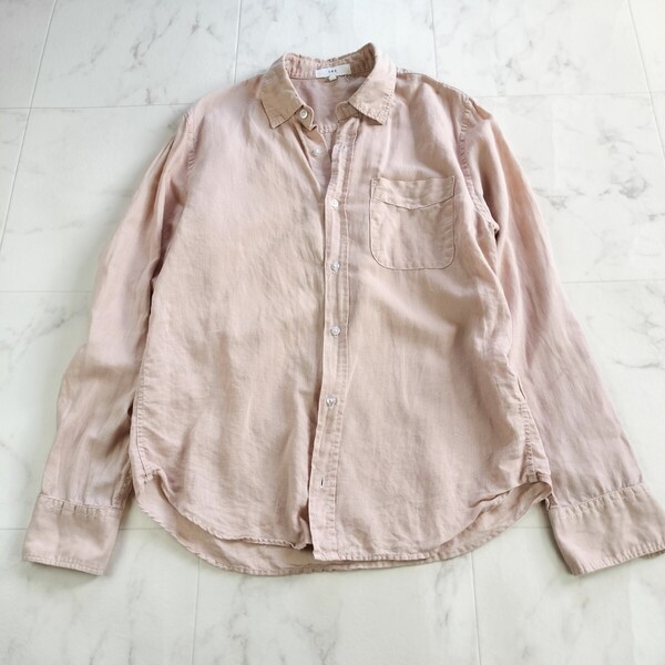 SKU コットンリネン 綿50%麻50% セーブカーキユナイテッド 長袖 シャツ メンズ S 春夏秋 アメリカ製 USA製