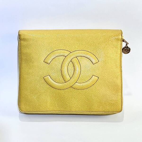 CHANEL シャネル ココマーク ジュエリー ボックス バニティ バッグ コスメ ポーチ レア イエロー GP レディース ファションバッグ 希少