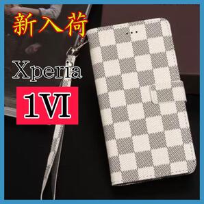 大人気 Sony Xperia 1Ⅵケース 手帳型 白色 チェック柄 高質PUレザー 高級感 耐衝撃 ソニー エクスペリア 1Ⅵカバー ホワイト