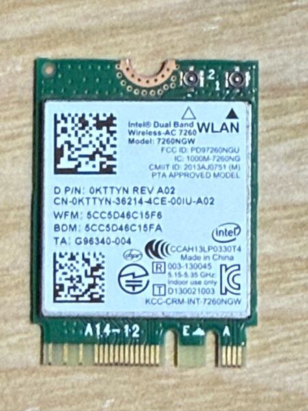 Intel 7260NGW 無線LANカード Wireless-AC