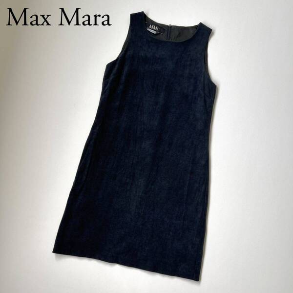 Max Mara マックスマーラノースリーブワンピース vintage ヴィンテージ スエード とろみ生地 リラックス イタリア製 レディース