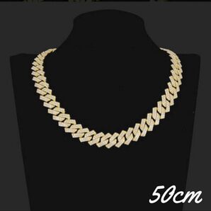 キューバンチェーン ネックレス ストリート ブリンブリン ヒップホップ ラッパー ゴールド 50センチ アクセサリー