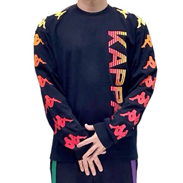 中古 美品 Kappa カッパ ロゴ アダムとイヴ オミニ BANDA バンダ グラデーション 袖 スリーブプリント オーバーサイズ ロンT 長袖Tシャツ M