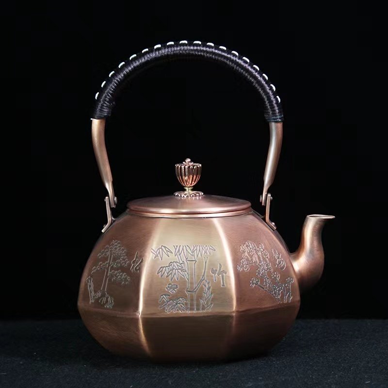 銅製 薬缶 やかん ヤカン アンティーク 茶道具 骨董品 槌目 割手