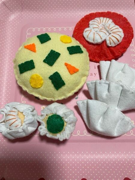 ♪ ako♪ 新品 洗える手作りフエルトおままごと チャーハンセット ハンドメイド 幼稚園 保育園 お家遊び お孫さん