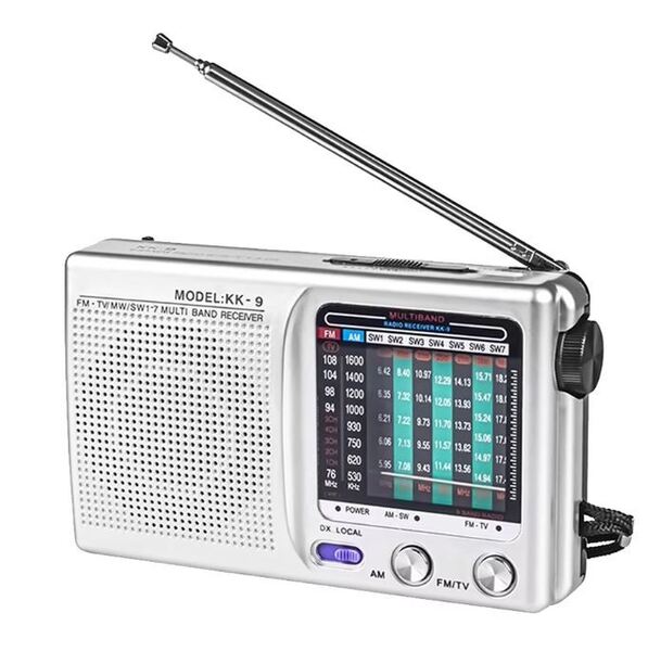 送料無料 未使用品 KK9 シルバー ポータブルミニラジオ sw am fm ポケット デュアルバンド 液晶ディスプレイ 内蔵スピーカー f5