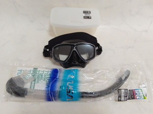 ☆未使用☆ TUSA ツサ マスク&シュノーケル M-27 SP-175 ダイビング シュノーケリング セット ブラック #エ
