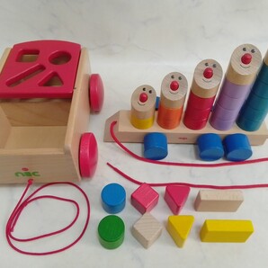 美品 nic HABA 引き車 2個セット 木製 積み木 コンボイ ポストボックス おもちゃ #エ