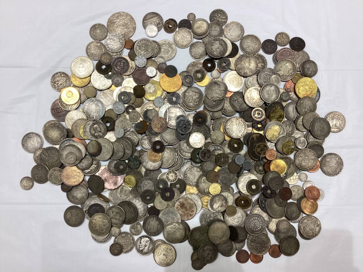日本古銭まとめ約1.9Kg 銀貨銅貨穴銭一分銀寛永通宝天保通宝龍図