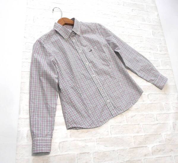 〔美品 送料込み!〕 CROCODILE クロコダイル ホワイト チェック 柄 ボタンダウン コットン シャツ ( 日本製 綿100% ブラウス ラク 洗える