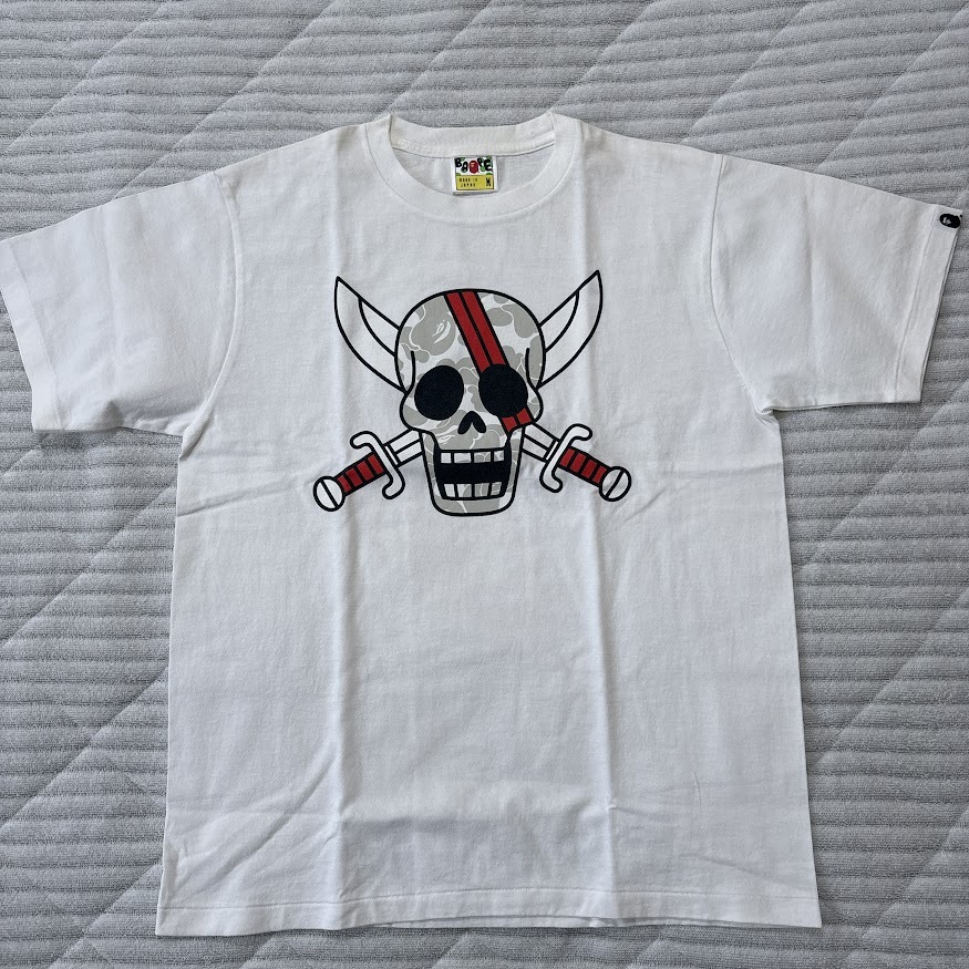 BAPE × one piece Luffy flag mark BAPE camo T-shirt black A