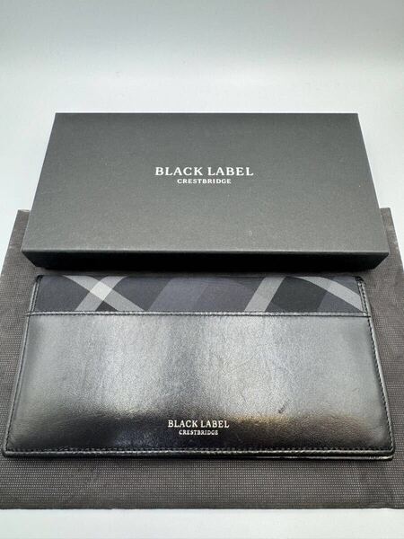 極美品 ブラックレーベル クレストブリッジ 長財布 ブラック レザー 小銭入れ付き メンズ 二つ折り財布 カードケース コインケース