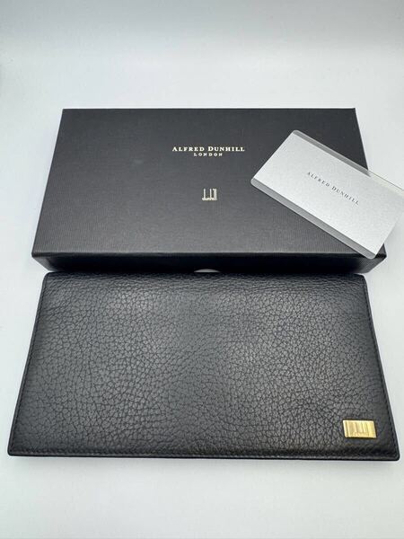 極美品 ダンヒル 長財布 ブラック 小銭入れ無し レザー メンズ 二つ折り財布 カードケース