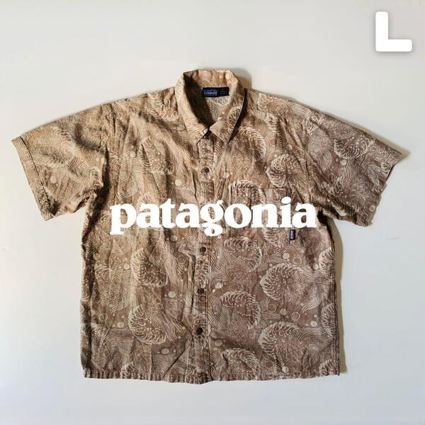 Patagonia 1997年製 コットン半袖シャツ L 総柄 ブラウン パタゴニア