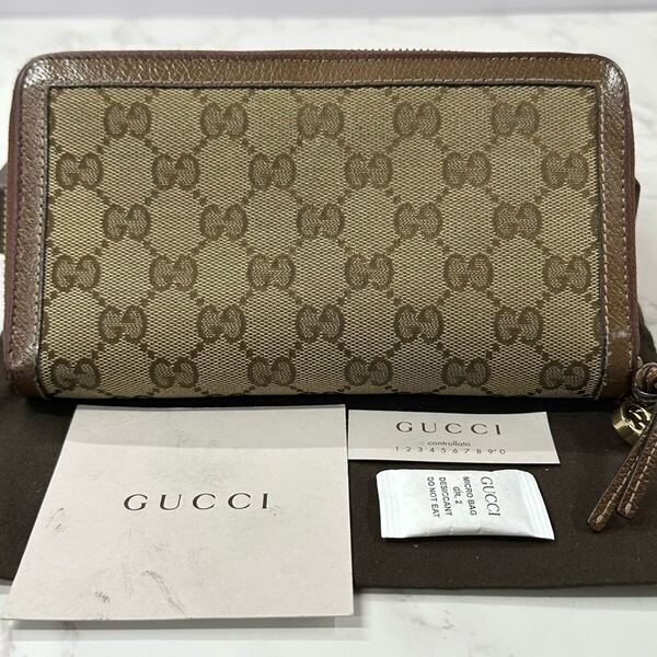 グッチ GUCCI 財布 長財布 GGキャンバス GGチャーム ラウンドファスナー メンズ レディース