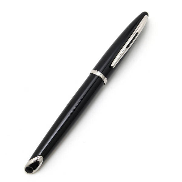 中古良品 ウォーターマン WATERMAN 万年筆 カレン ブラック・シーST 中字M S0293960 18金ペン先 コンバーター・インク付 文具 青インク