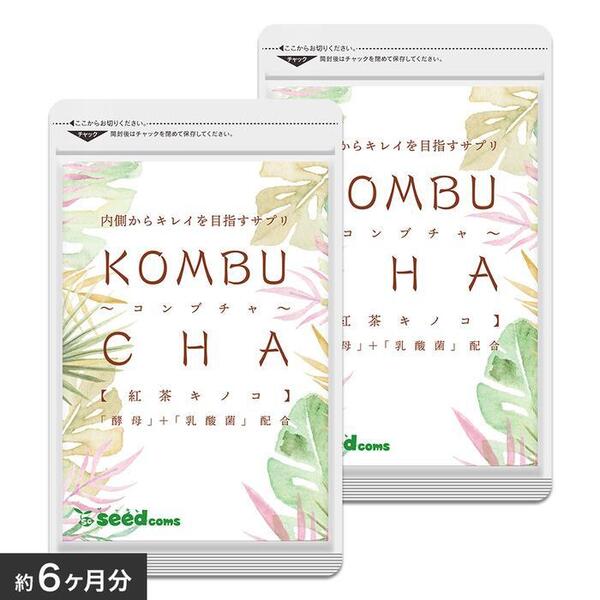 コンブチャ 約6か月分(90粒×2袋) シードコムス 紅茶キノコ 酵母 乳酸菌 ダイエット 送料無