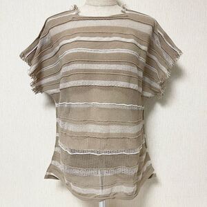 ISSEY MIYAKE A-poc イッセイミヤケ エイポック メッシュ フリンジ ボーダー カットソー 2 美品 M 網 ネット