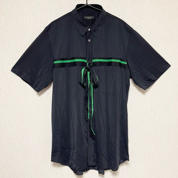 COMME des GARCONS HOMME PLUS コムデギャルソン オム プリュス リボン ライン 半袖 シャツ ブラック
