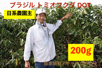 自家焙煎アチャオコーヒー ブラジル トミオフクダ DOT 焙煎したて200g(100gx2袋)送料込!