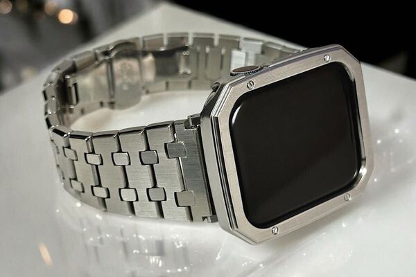ミラーシルバー★Apple Watchバンド ウルトラカバー アップルウォッチ サテンカラーケース 鏡面ステンレスベルト 49 46 45 44 41 40 38mm