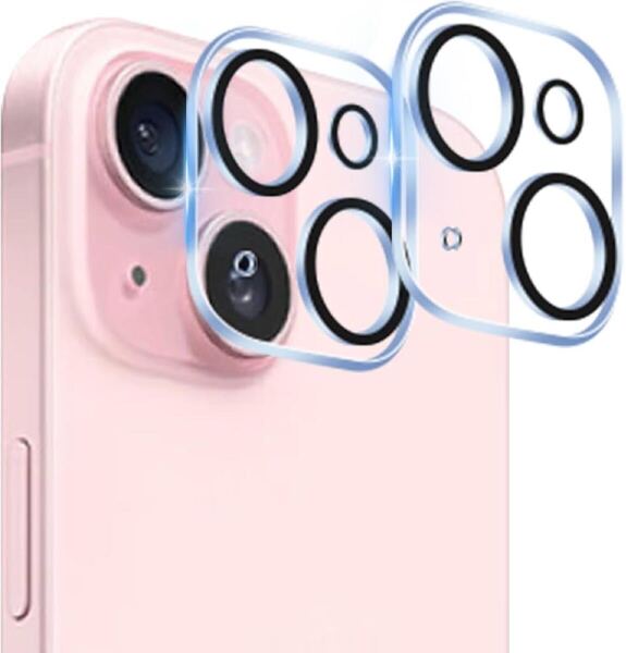 e-720 【2枚セット-国産旭硝子素材】 対応 iPhone 15 / 15 Plus カメラ保護 フィルム 指紋防止 強化ガラス