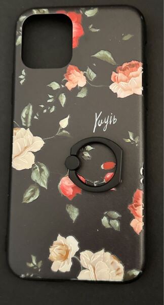 e-702iPhone11Proリング付きケース かわいい 花柄 ソフト TPU保護カバー 衝撃吸収 フラワー 薄型 軽量 女の子 女性人気スマホケースバラ