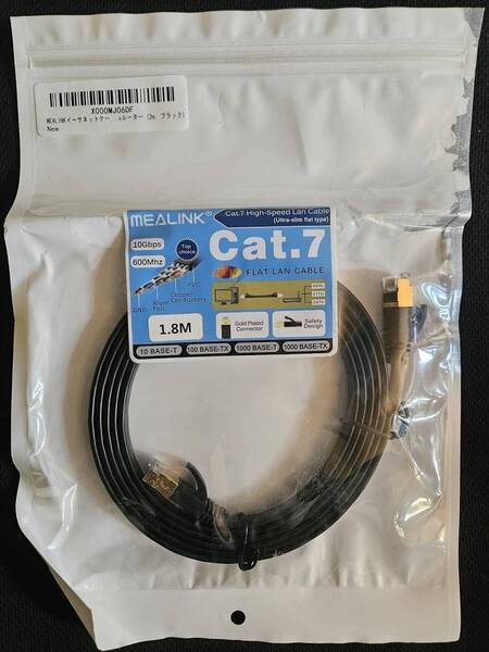 MEALINK 1.8m イーサネットケーブル CAT7ウルトラフラットLAN高速ケーブル 10Gbps/600MHz 金メッキコネクタ RJ45 for PS4 Xbox