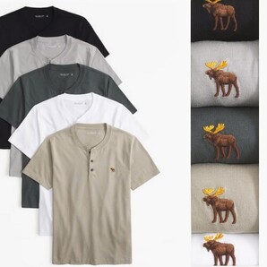 アバクロメンズ★シグネチャーアイコンヘンリーTシャツ★ホワイト★サイズL