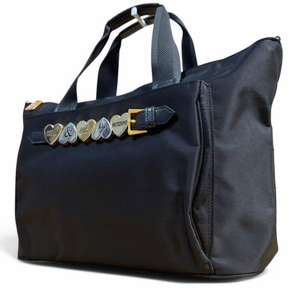 極美品 MOSCHINO モスキーノ トートバッグ ナイロン 黒 ゴールド