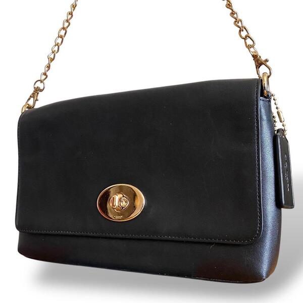 良品 COACH コーチ ショルダーバッグ ターンロック チェーン 斜め掛け