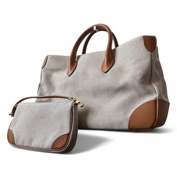 美品 FERRIRA フェリーラ ポーチ付き トートバッグ キャンバス レザー