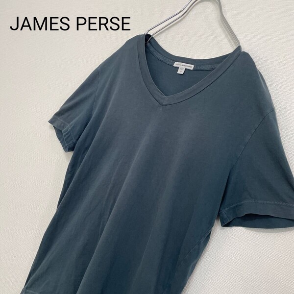 【248】JAMES PERSE ジェームスパース USA製 Tシャツ 半袖 Vネック カットソー サイズ0 メンズМ相当 無地 ノームコア トゥモローランド
