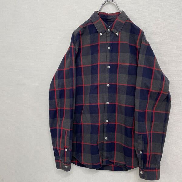 【249】スティーブンアラン STEVEN ALAN ネルシャツ チェックシャツ BDシャツ 長袖シャツ ネイビー メンズシャツ
