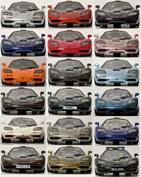 MY64 m64x 1/64 Classic MF1 1992 全18種セット (Magnesium Silver,yquem,red,XP5,XP4,NFS SCPD)(検:マクラーレンF1 McLaren ミニカー)