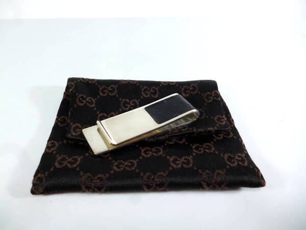 美品★GUCCI/グッチ★本革レザー★GG柄★シルバー925★マネークリップ・札入れ★保存袋付き