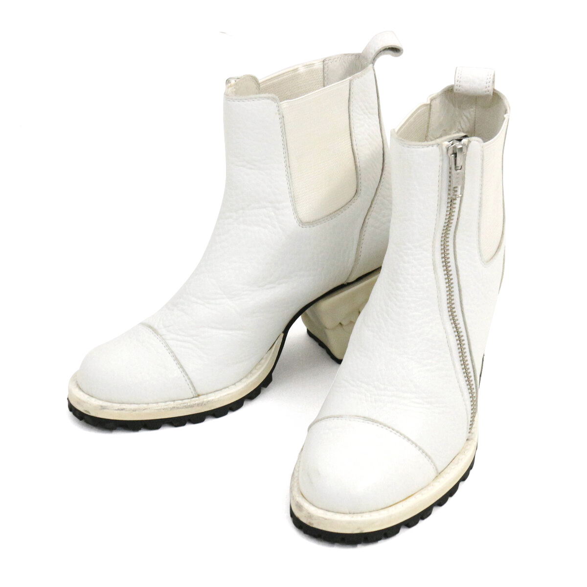 【美品】hazama（ハザマ）宣戦布告のヒール ブーツ サイドゴア レザー 厚底 希少・美品】ha za ma/ハザマ/宣戦布告のヒールブーツ/24cm