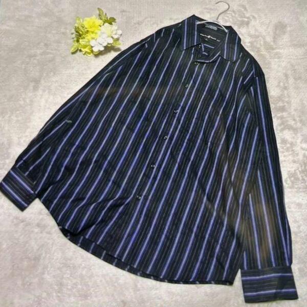 BEVERLY HILLS POLO CLUB 長袖シャツ L ストライプ