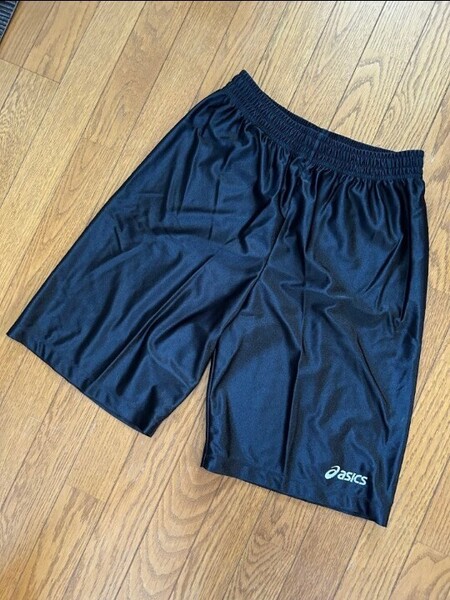 Mサイズasicsバスケットボール パンツ バスパン トレーニング ハーフ ショート ブラック黒 アシックスショーツ 刺繍ロゴ