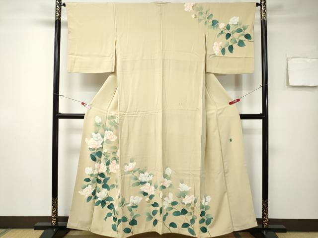 508mh7●山崎巌 京加賀糸目友禅 手描き友禅 訪問着 夕化粧 くすみ赤紫● 508mh7○山崎巌 京加賀糸目友禅 手描き友禅 訪問着 夕化粧