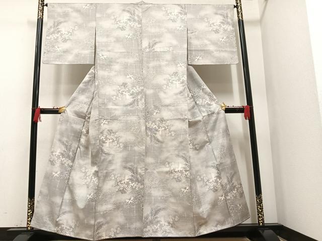 ヨーロピアン 平和屋着物□本場大島紬 白大島 花蝶文 正絹 逸品 AAAS9947ph