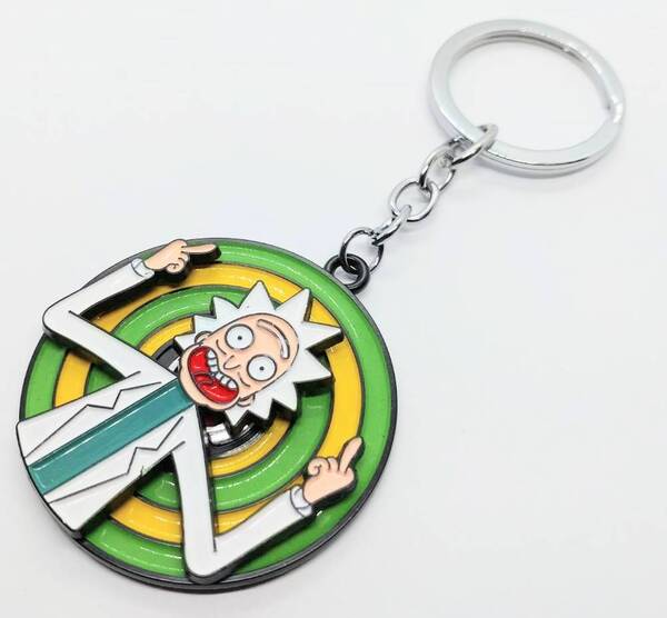 送料無料 リック&モーティー 海外アニメ この博士が笑わせてくる 回転 キーリング キーホルダー アメリカン雑貨 スマアク