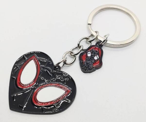 送料無料 スパイダーマン ブラック ハート キーリング キーホルダー アメコミ アメリカン雑貨 スマアク